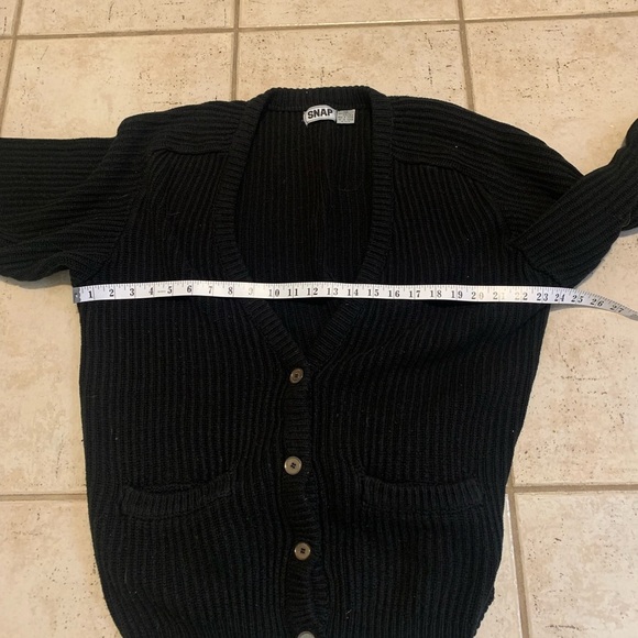 💜 V-Neck Black Cardigan with Pockets by SNAP - Size M/M - Picture 2 of 5
